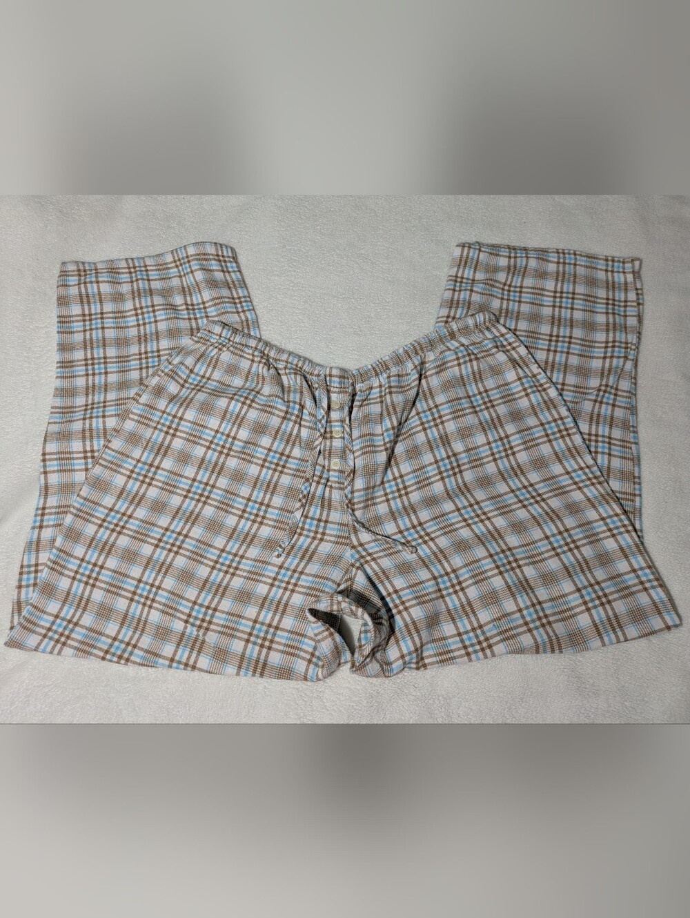 Women's Pajama Pants - Blue/Brown Plaid - Size XL